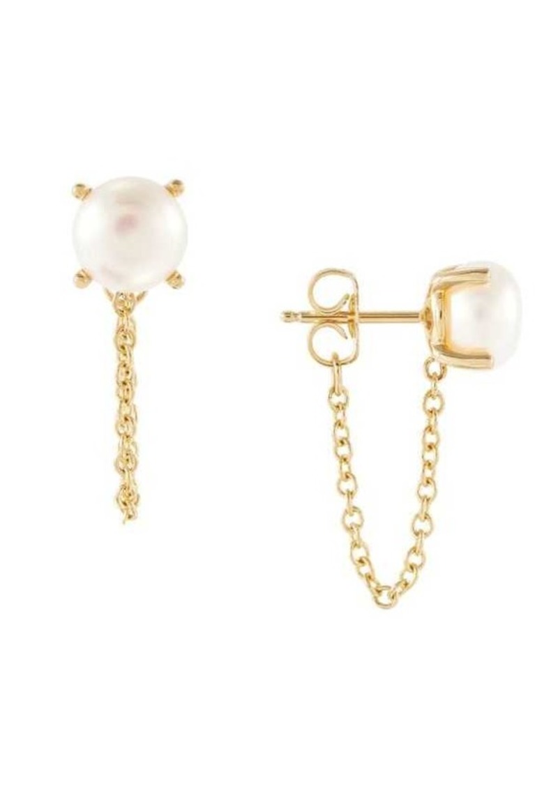 Saks Fifth Avenue 14K Yellow Gold & 7-7.5MM Cultured Freshwater Pearl Chain Drop Earrings