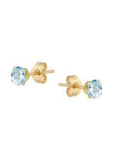 Saks Fifth Avenue 14K Yellow Gold & Aquamarine Stud Earrings