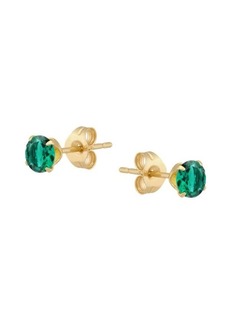 Saks Fifth Avenue 14K Yellow Gold & Genuine Emerald Stud Earrings