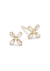 Saks Fifth Avenue 14K Yellow Gold & Diamond "X" Stud Earrings