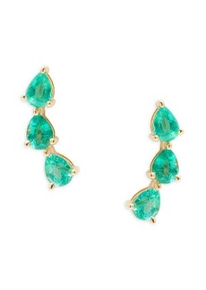 Saks Fifth Avenue 14K Yellow Gold & Emerald Crawler Earrings
