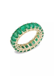 Saks Fifth Avenue 14K Yellow Gold & Emerald Eternity Ring