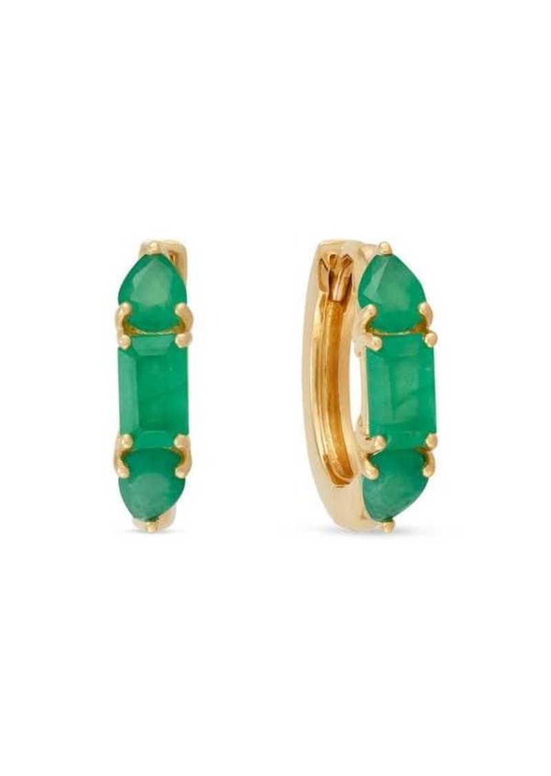 Saks Fifth Avenue 14K Yellow Gold & Emerald Huggie Earrings