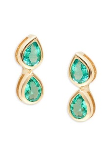 Saks Fifth Avenue 14K Yellow Gold & Emerald Teardrop Earrings