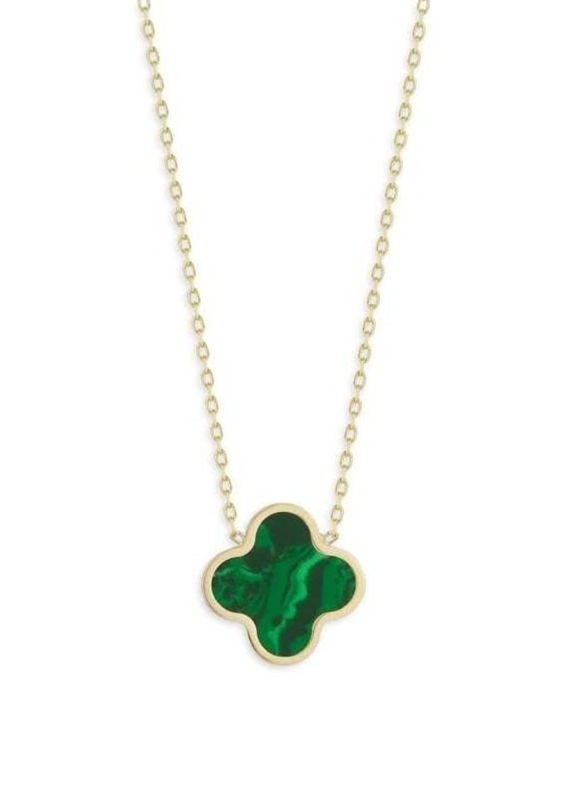 Saks Fifth Avenue 14K Yellow Gold & Malachite Clover Necklace