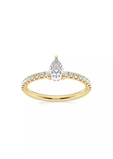 Saks Fifth Avenue 14K Yellow Gold & Pear-Cut Lab-Grown Diamond Hidden Halo Ring/0.80-3.41 TCW