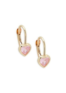 Saks Fifth Avenue 14K Yellow Gold & Pink Crystal Heart Earrings