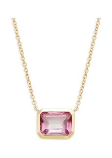 Saks Fifth Avenue 14K Yellow Gold & Pink Topaz Pendant Necklace