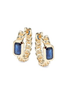 Saks Fifth Avenue 14K Yellow Gold & Sapphire Link Huggie Earrings