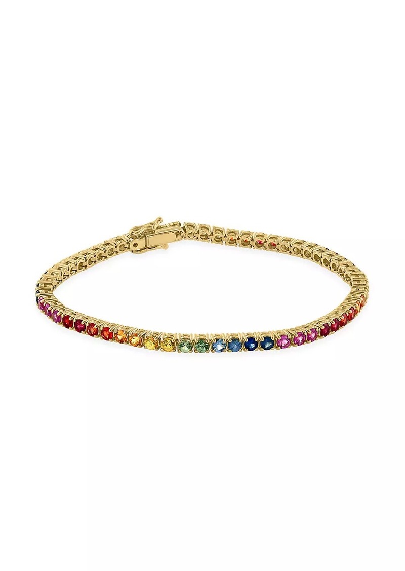 Saks Fifth Avenue 14K Yellow Gold & Rainbow Sapphire Tennis Bracelet