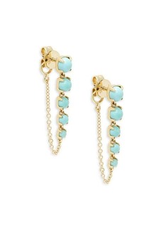 Saks Fifth Avenue 14K Yellow Gold & Turquoise Chain Drop Earrings