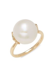 Saks Fifth Avenue 14K Yellow Gold, 12-13MM White Ming Pearl & Diamond Ring