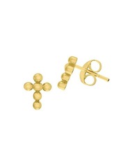 Saks Fifth Avenue 14K Yellow Gold Beaded Cross Stud Earrings