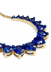 Saks Fifth Avenue 14K Yellow Gold, Blue Sapphire & 0.11 TCW Diamond Crescent Moon Pendant Necklace