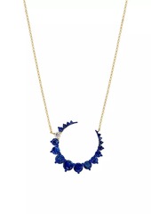 Saks Fifth Avenue 14K Yellow Gold, Blue Sapphire & 0.11 TCW Diamond Crescent Moon Pendant Necklace