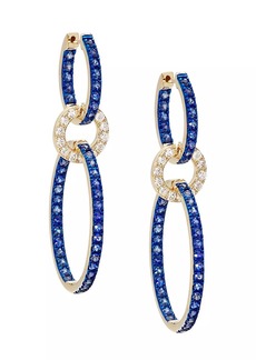 Saks Fifth Avenue 14K Yellow Gold, Blue Sapphire & 0.845 TCW Diamond Chain Earrings