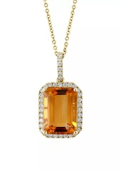 Saks Fifth Avenue 14K Yellow Gold, Citrine & 0.47 TCW Diamond Halo Pendant Necklace