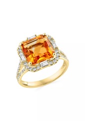 Saks Fifth Avenue 14K Yellow Gold, Citrine & 0.5 TCW Diamond Halo Ring