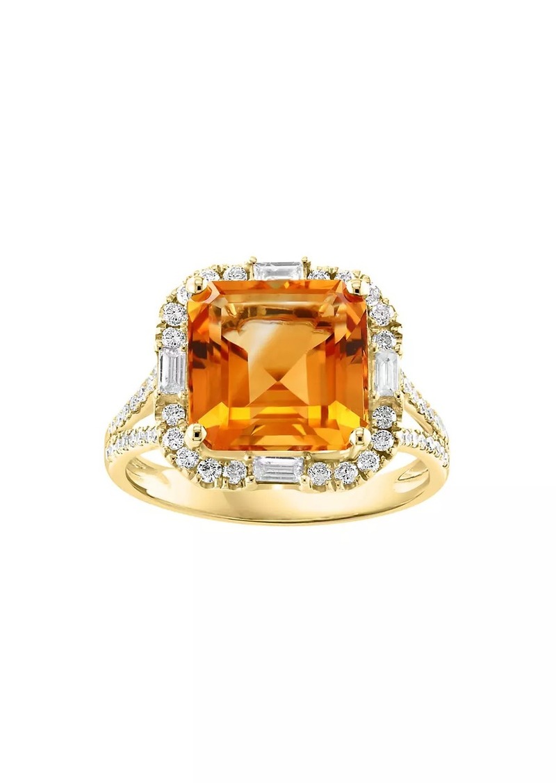 Saks Fifth Avenue 14K Yellow Gold, Citrine & 0.5 TCW Diamond Halo Ring