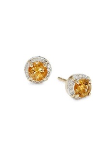 Saks Fifth Avenue 14K Yellow Gold, Citrine & Diamond Stud Earrings