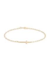 Saks Fifth Avenue 14K Yellow Gold Cross Paperclip Bracelet