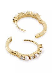 Saks Fifth Avenue 14K Yellow Gold, Cultured Freshwater Pearl & 0.14 TCW Diamond Huggie Hoop Earrings