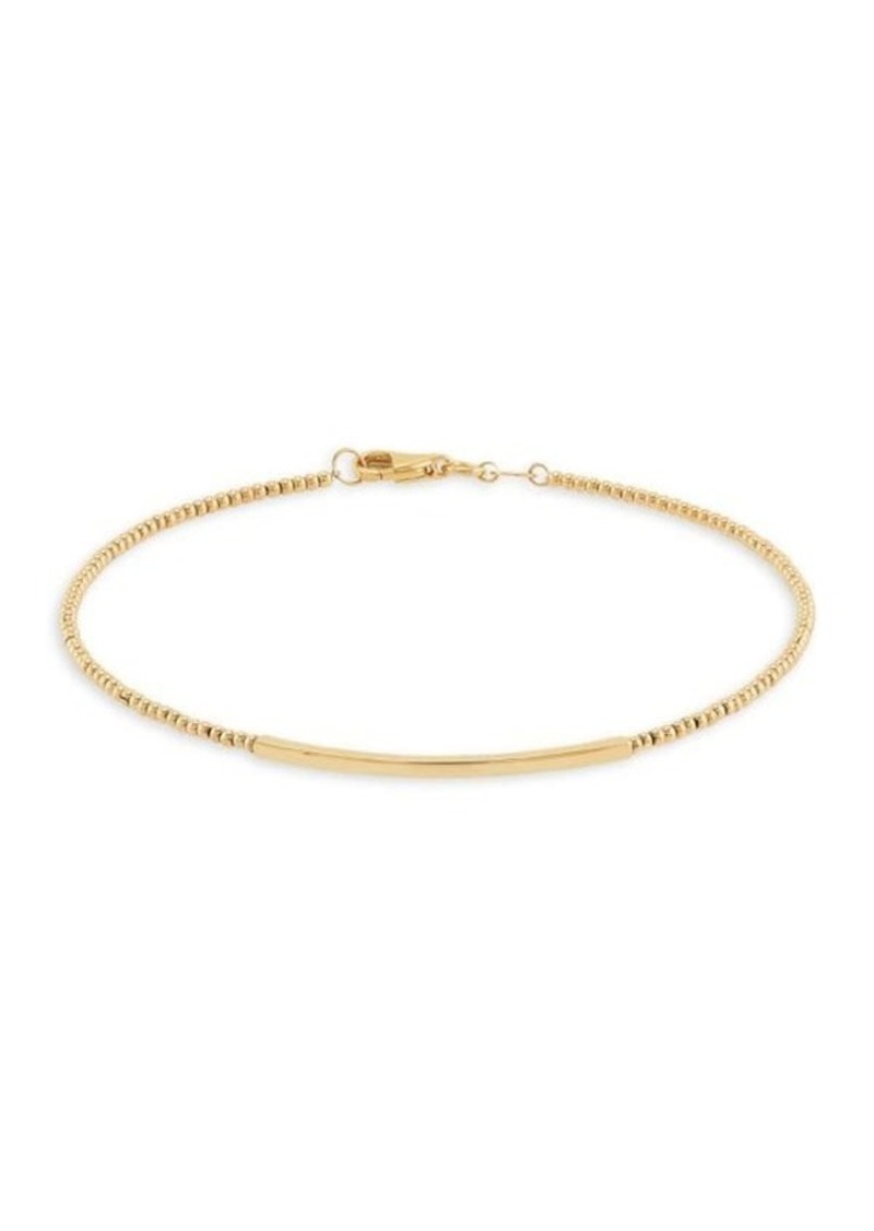Saks Fifth Avenue 14K Yellow Gold Curved Bar Beaded Bracelet