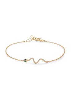 Saks Fifth Avenue 14K Yellow Gold, Diamond & Emerald Bracelet