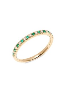 Saks Fifth Avenue 14K Yellow Gold, Diamond & Emerald Ring