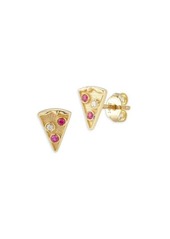 Saks Fifth Avenue 14K Yellow Gold, Diamond & Ruby Pizza Stud Earrings
