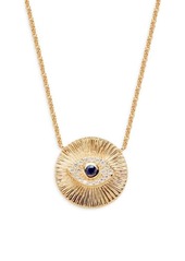 Saks Fifth Avenue 14K Yellow Gold, Diamond & Sapphire Evil Eye Necklace