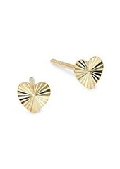 Saks Fifth Avenue 14K Yellow Gold Diamond-Cut Heart Stud Earrings