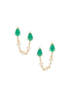 Saks Fifth Avenue 14K Yellow Gold, Emerald & Diamond Earrings