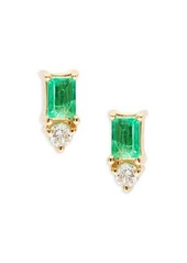 Saks Fifth Avenue 14K Yellow Gold, Emerald & Diamond Stud Earrings
