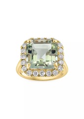 Saks Fifth Avenue 14K Yellow Gold, Green Amethyst & 0.78 TCW Diamond Halo Ring