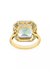 Saks Fifth Avenue 14K Yellow Gold, Green Amethyst & 0.78 TCW Diamond Halo Ring