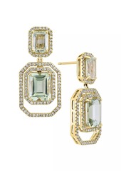 Saks Fifth Avenue 14K Yellow Gold, Green Amethyst & 0.79 TCW Diamond Drop Earrings
