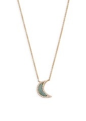 Saks Fifth Avenue 14K Yellow Gold, Malachite & Diamond Crescent Moon Pendant Necklace