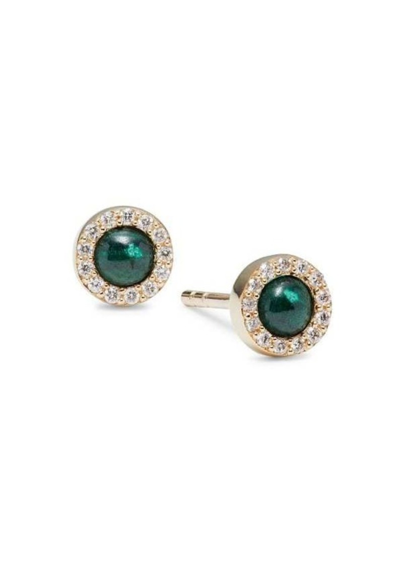 Saks Fifth Avenue 14K Yellow Gold, Malachite & Diamond Stud Earrings