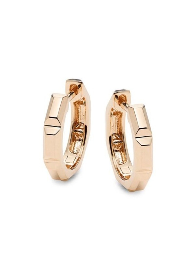 Saks Fifth Avenue 14K Yellow Gold Octagon Cut Huggie Earrings