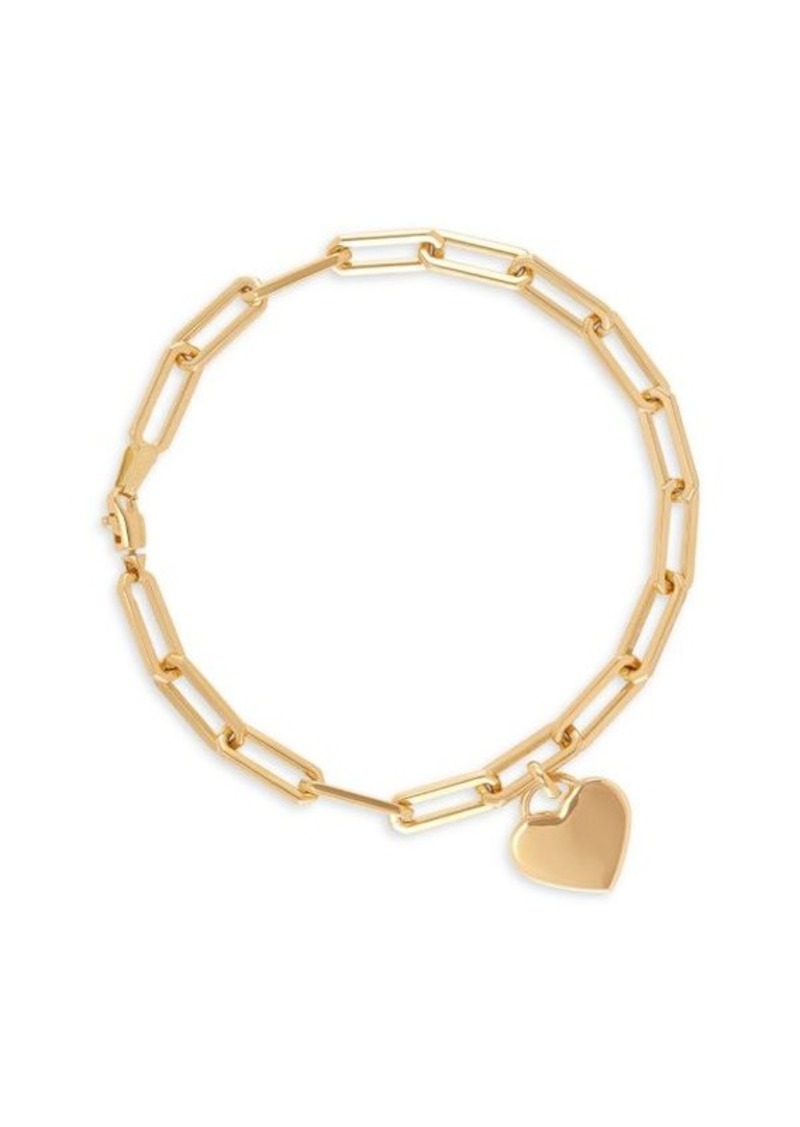Saks Fifth Avenue 14K Yellow Gold Paperclip Chain Heart Bracelet
