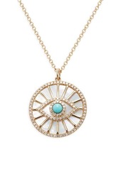 Saks Fifth Avenue 14K Yellow Gold, Turquoise & Diamond Pendant Necklace