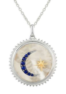 Saks Fifth Avenue 14K Yellow Goldplated Sterling Silver, Mother of Pearl & Sapphire Moon Star Pendant Necklace