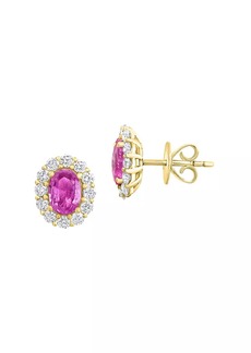 Saks Fifth Avenue 18K Gold, Pink Sapphire & 0.83 TCW Diamond Stud Earrings