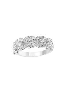 Saks Fifth Avenue 18K White Gold & 1.41 TCW Diamond Cluster Ring