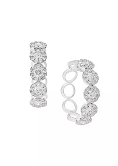 Saks Fifth Avenue 18K White Gold & 2.07 TCW Diamond Cluster Hoop Earrings