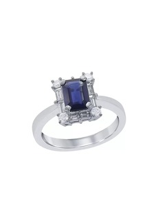 Saks Fifth Avenue 18K White Gold, Blue Sapphire & 0.41 TCW Diamond Ring