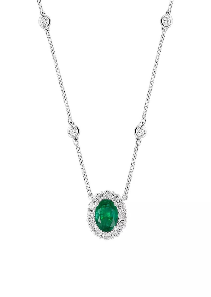 Saks Fifth Avenue 18K White Gold, Emerald & 0.48 TCW Diamond Pendant Necklace