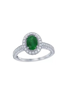 Saks Fifth Avenue 18K White Gold, Emerald & 0.67 TCW Diamond Ring