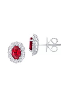 Saks Fifth Avenue 18K White Gold, Ruby & 0.82 TCW Diamond Stud Earrings
